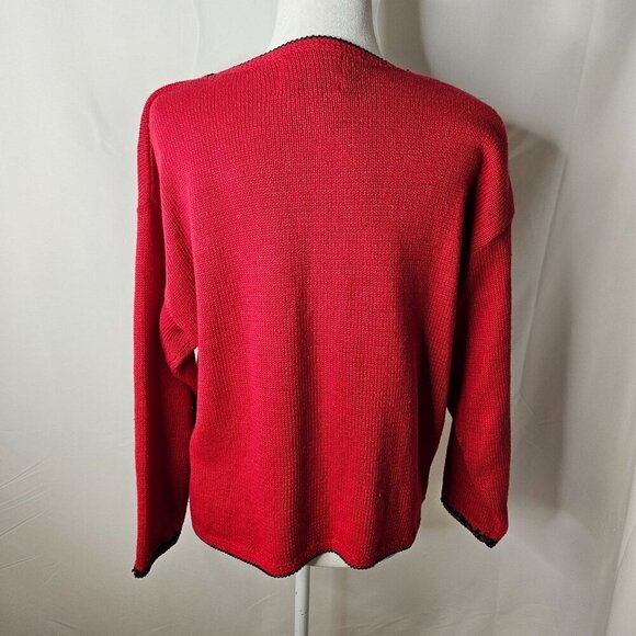 Heirloom Collectibles Large Vintage Cardigan Red Sweater Embroidered 90's Y2K - Picture 5 of 8